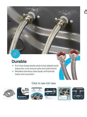 Eastman stainless steel Flex hoses for washing machine  New